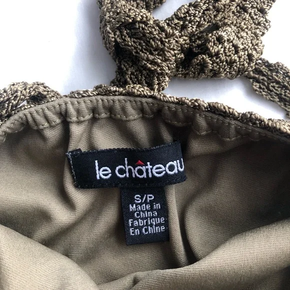 Le Chateau Green Beaded Crochet Halter Top - Picture 3 of 7